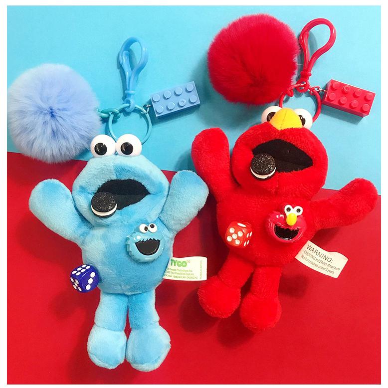 Móc khóa hình bánh quy elmo và bánh Cookie nhồi bông Sesame Street