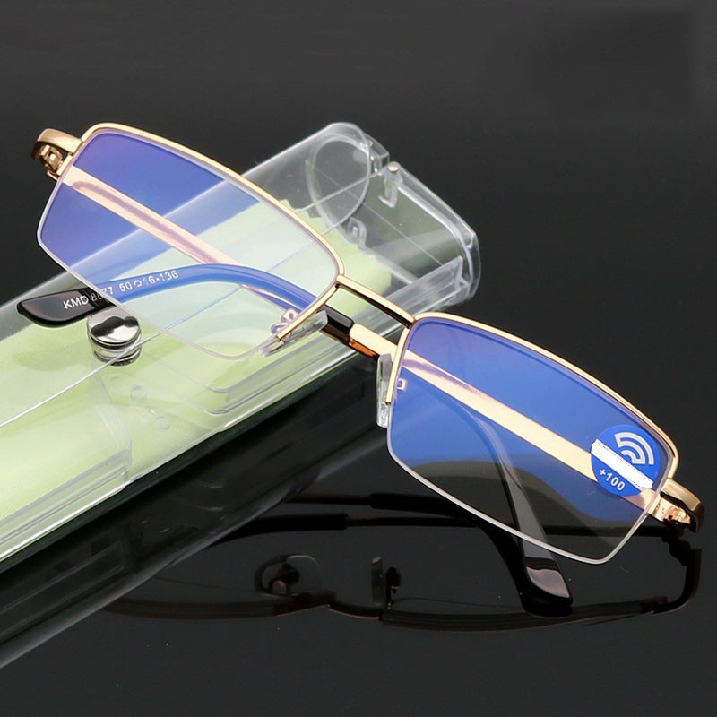 Kính lão thị trung niên sẵn độ gọng Gold Nhật bản chống rỉ cao cấp mắt cực rõ và sáng KV5PUNIQUI