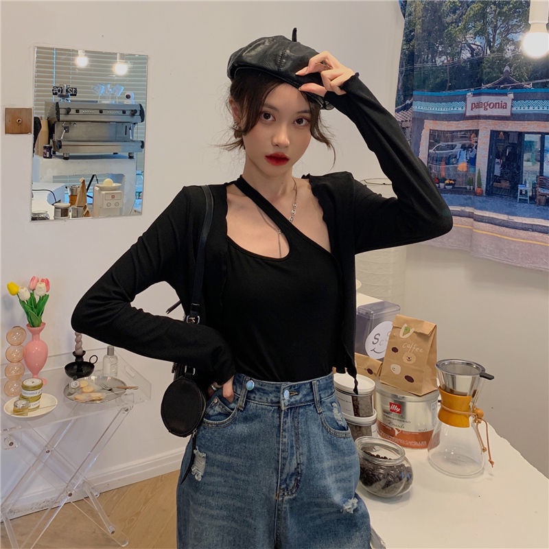 Bộ Áo Khoác Cardigan + Áo Hai Dây Xinh Xắn Theo Phong Cách Mùa Hè