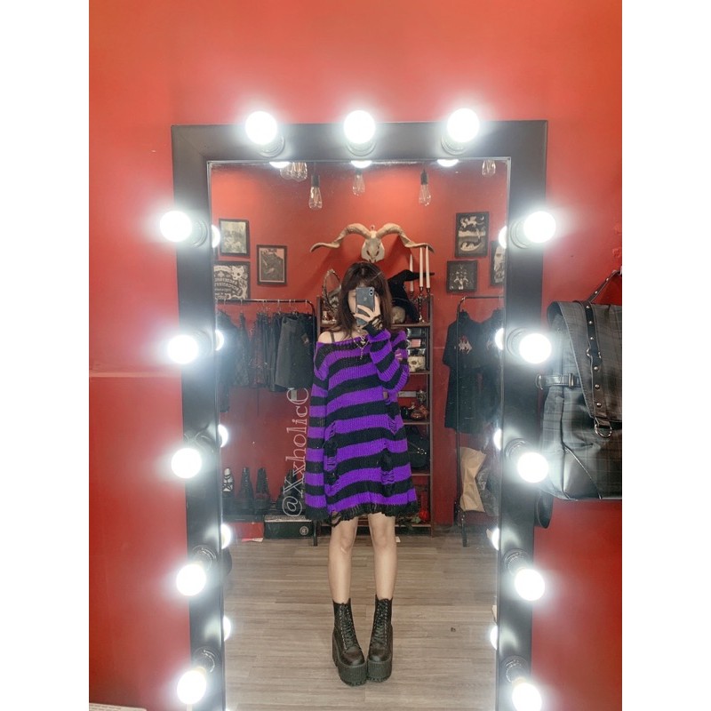 [ XxholicC - HÌNH THẬT ] Áo len rách dài goth | BigBuy360 - bigbuy360.vn