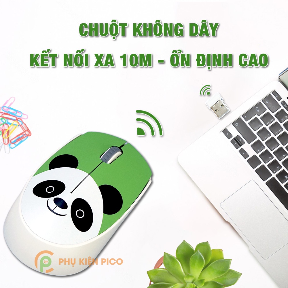 Chuột không dây hồng Wireless - Chuột máy tính không dây dễ thương cute hình thú đối thủ của Logitech