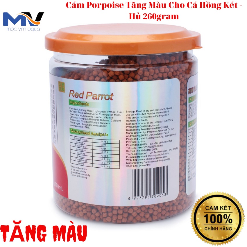 Thức ăn cho cá Hồng Két tăng màu Cám Porpoise - Hủ 260 gram