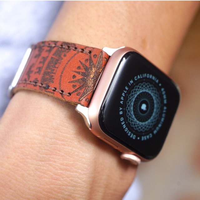 Dây đồng hồ Apple Watch , Iwatch , Iphone Watch Da Bò Veg Ý Nâu Đỏ Trống Đồng Việt Nam - Chính hãng RAM Leather  Bền Đẹp