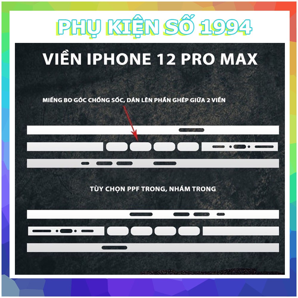 Dán Viền PPF Iphone X/Xs, XsMax/11/11pro/11promax/12/12pro/12promax Trong Suốt Chống Xước Viền Máy