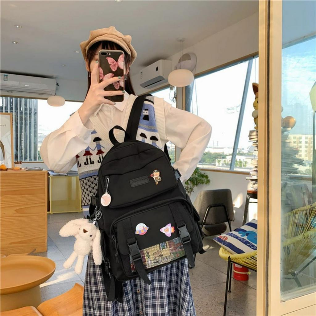 [Có sẵn] Balo ulzzang Balo thời trang đẹp nam, nữ đi học Hàn Quốc , nhiều ngăn đựng laptop vải dù chống nước cao cấp