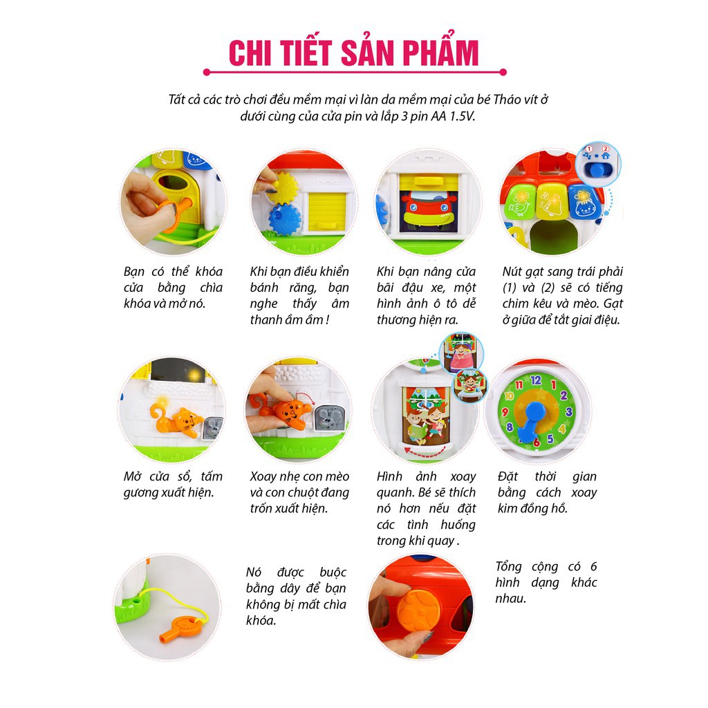 Đồ chơi thả hình khối  𝑭𝒓𝒆𝒆𝒔𝒉𝒊𝒑   Ngôi nhà di động có thả hình khối Winfun 0772 NL chính hãng