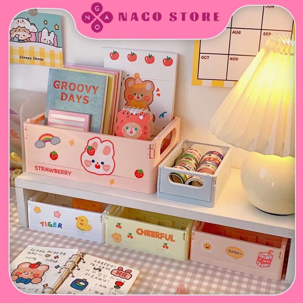 Kệ nhựa đựng đồ đa năng có thể gấp gọn để đồ dùng cá nhân Nago Store ( TẶNG SICKER )