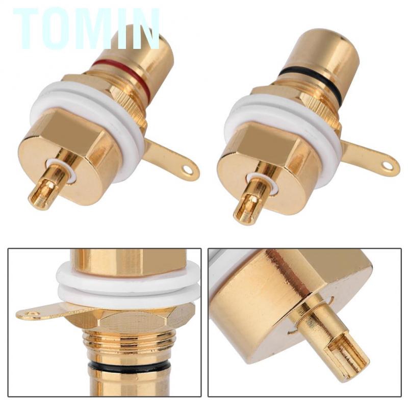 2 Pcs Gold Plated Copper RCA Panel Mount Female Jack Terminal Socket Audio Connector