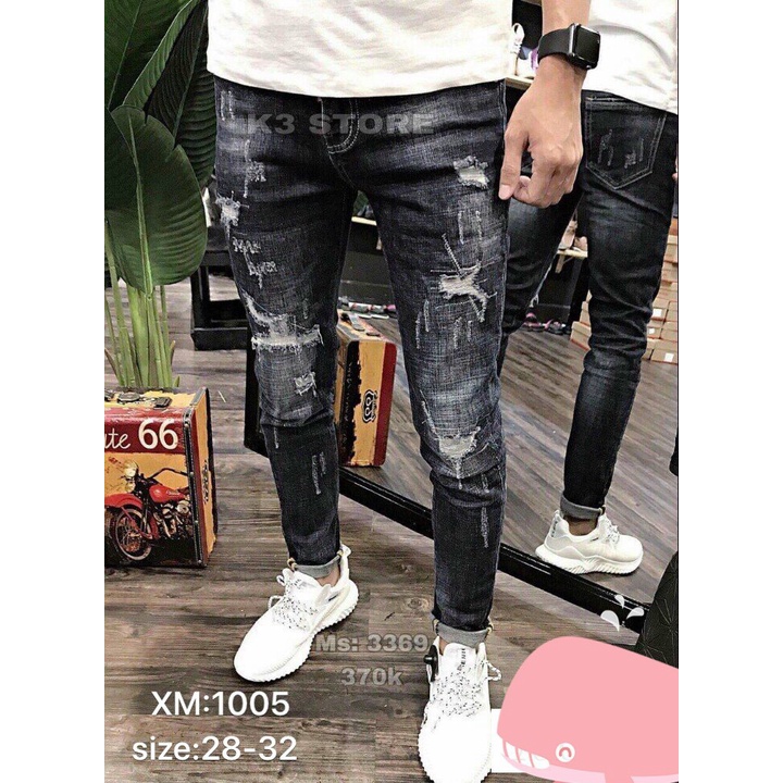 Quần jean nam chất bò co giãn rách bụi cực chất giá xưởng ms 1005