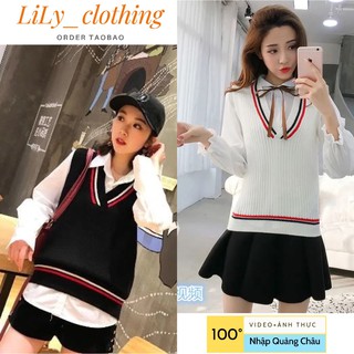 Áo gile len nữ ulzzang [QUẢNG CHÂU-VIDEO] Áo len thừng nữ dáng gile ulzzang nhập Taobao phong cách kiểu Hàn Quốc