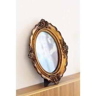 Khung Ảnh Hình Oval 20cm 23.3cm Bằng Nhựa Resin Phong Cách Mỹ Cổ Điển Trang Trí Nhà Cửa