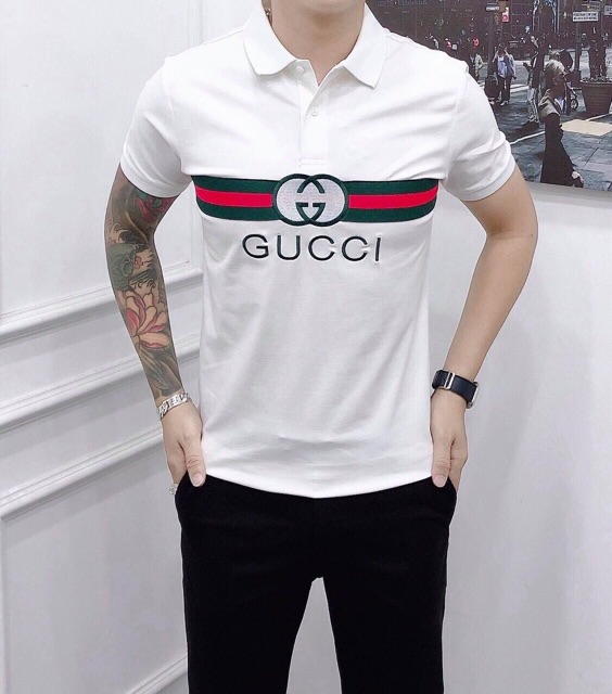 Áo thun cổ trụ thêu logo nổi bật(chất liệu cotton 100%) | BigBuy360 - bigbuy360.vn