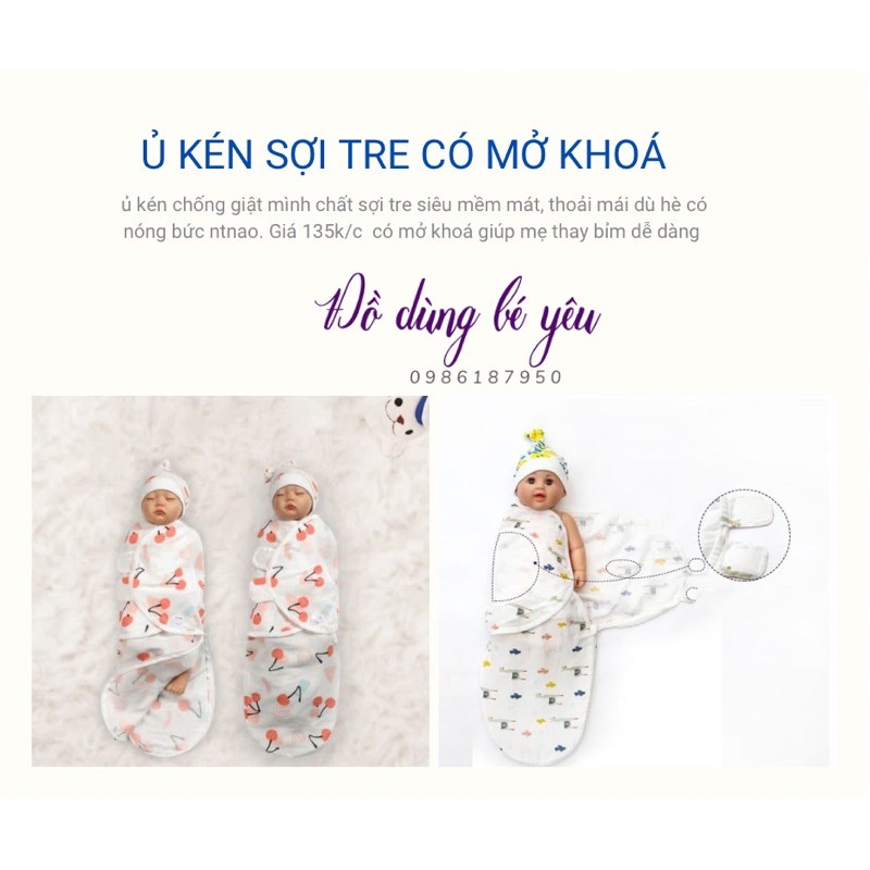 Ủ kén sơ sinh xô sợi tre cho bé trai/bé gái có mở khoá [ babyboo]