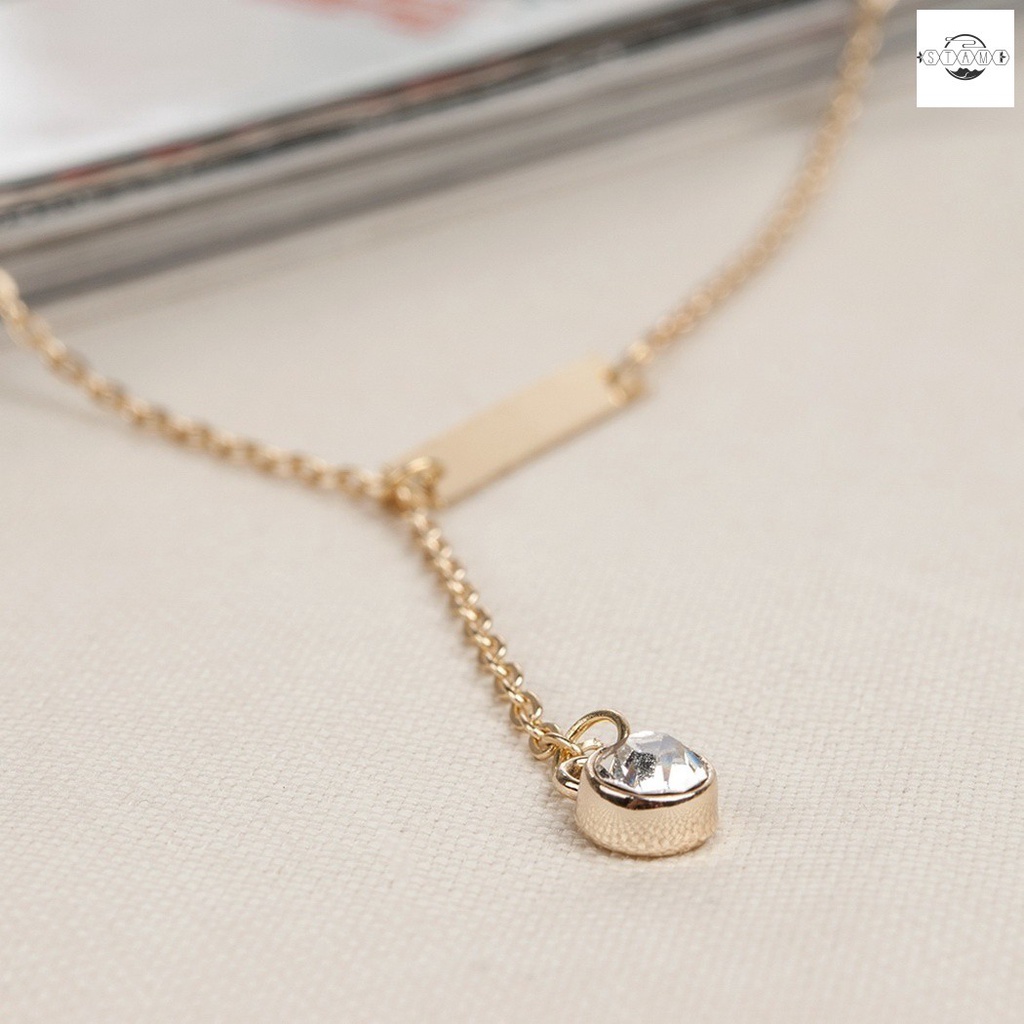 Gold necklace Fashion Style Women Lady Y Shaped Design Alloy Chain Pendant Necklace W_S (Color: Gold)