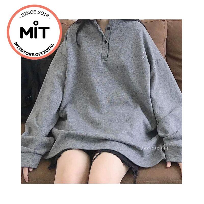 Áo nỉ cổ đức màu xám vải chân cua mịn màng | BigBuy360 - bigbuy360.vn