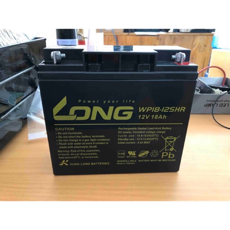 Bình Ắc Quy Kín Khí (AGM VRLA) Long 12V-18Ah (WP18-12NSHR) . BH 12 Tháng