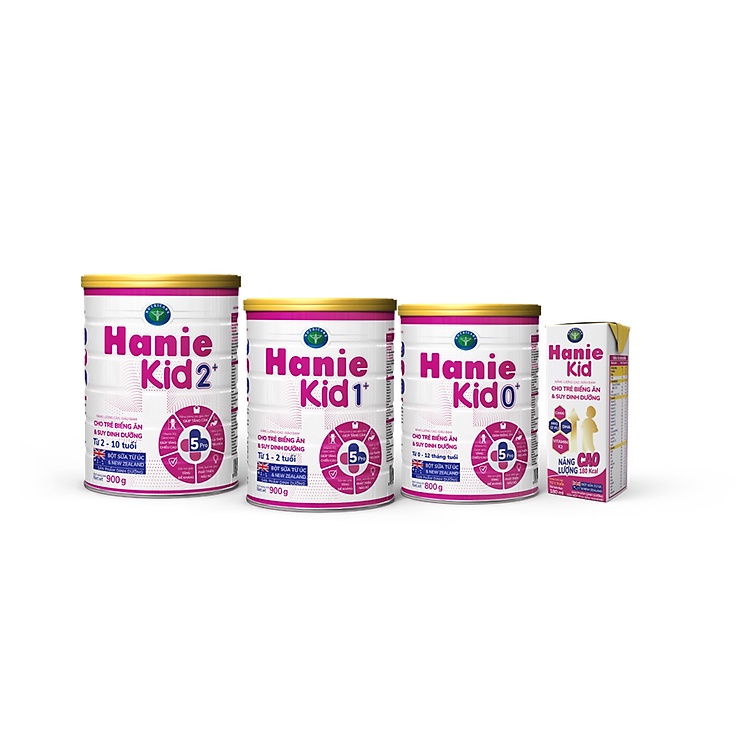 Sữa hanie kid 0+,1+,2+ (900g) mẫu mới.