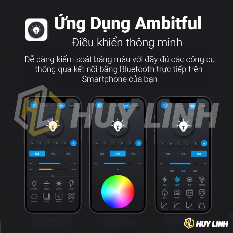 Đèn Led RGB Fill Light Ambitful A1 2500k-8500k Pin 3000 Mah - Control qua App Dimming
