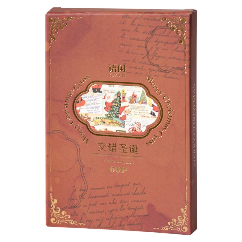Set 60 Tờ Giấy Lót Trang Trí Giáng Sinh Phong Cách Retro 4 Loại Tùy Chọn