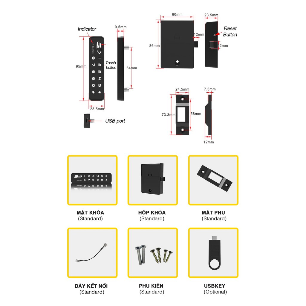 KHOÁ TỦ VÂN TAY VÂN TAY 5ASYSTEMS F001