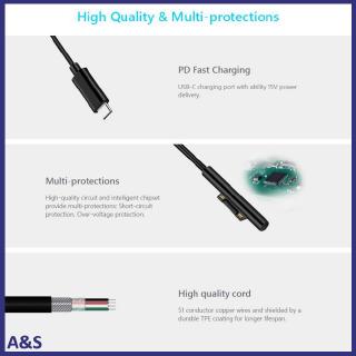 Cáp sạc USB-C 15V cho Microsoft Surface dài 1.7 mét