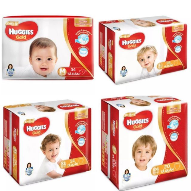 Tã Quần/Dán huggies gold đủ size S40/M32/M34/L28/L30/XL24/XL27/XXL20