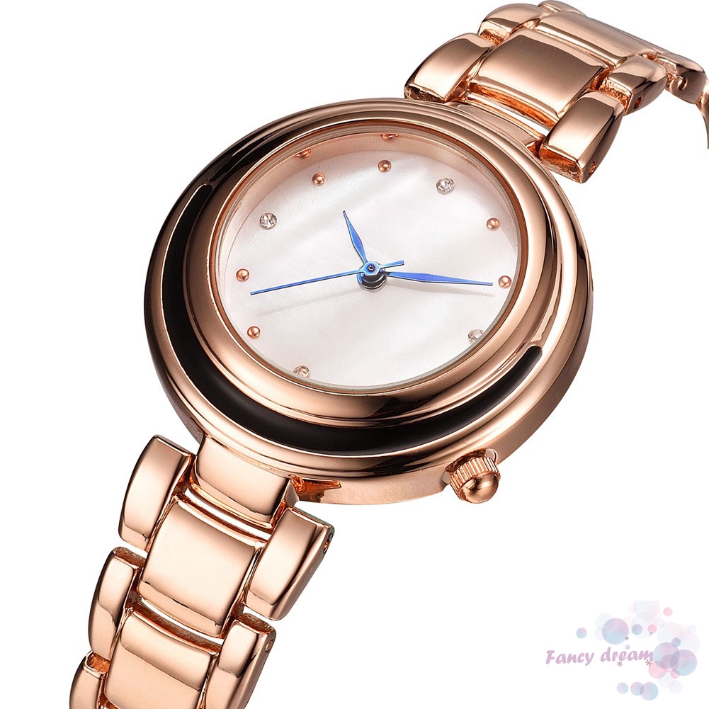 Đồng Hồ Đeo Tay Chống Nước Mặt Tròn Đính Đá Thời Trang Cho Nữ