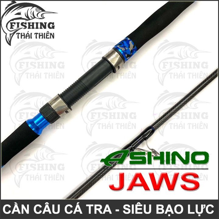 Cần Câu Cá Tra Ashino Jaws Cần Carbon 2 Khúc Máy Đứng Chuyên Câu Bạo Lực