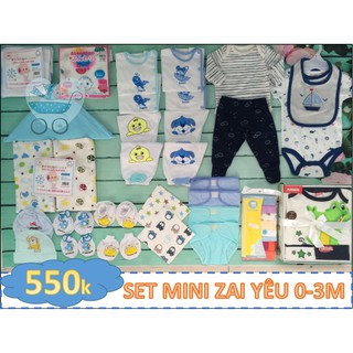 [Tặng bình sữa 0đ] Trọn gói đồ sơ sinh cho bé đầy đủ như hình mã 550K-Gói sơ sinh bé trai bé gái