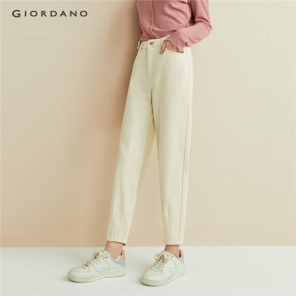 Quần Denim Giordano 05411080 Xếp Ly Lưng Cao Vừa Thời Trang Cho Nữ