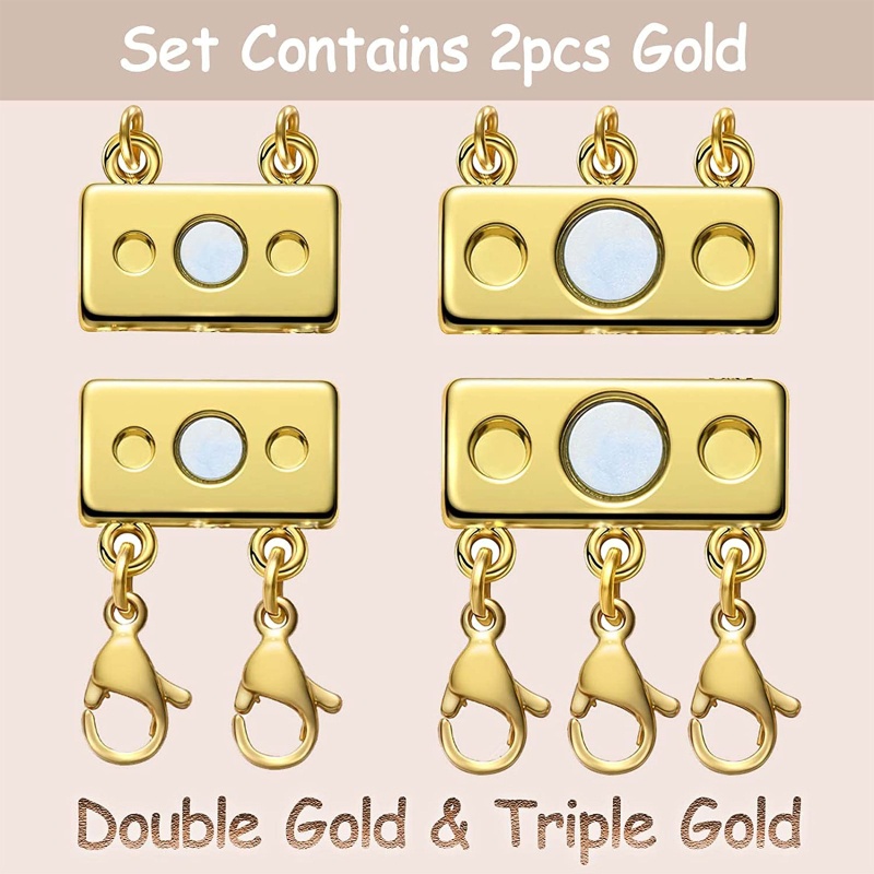 Flgo Vòng cổ Nhiều Lớp Khóa Nam Châm Nối Vòng Tay / Vòng cổ Nhiều Lớp Bằng Silicon Màu Vàng