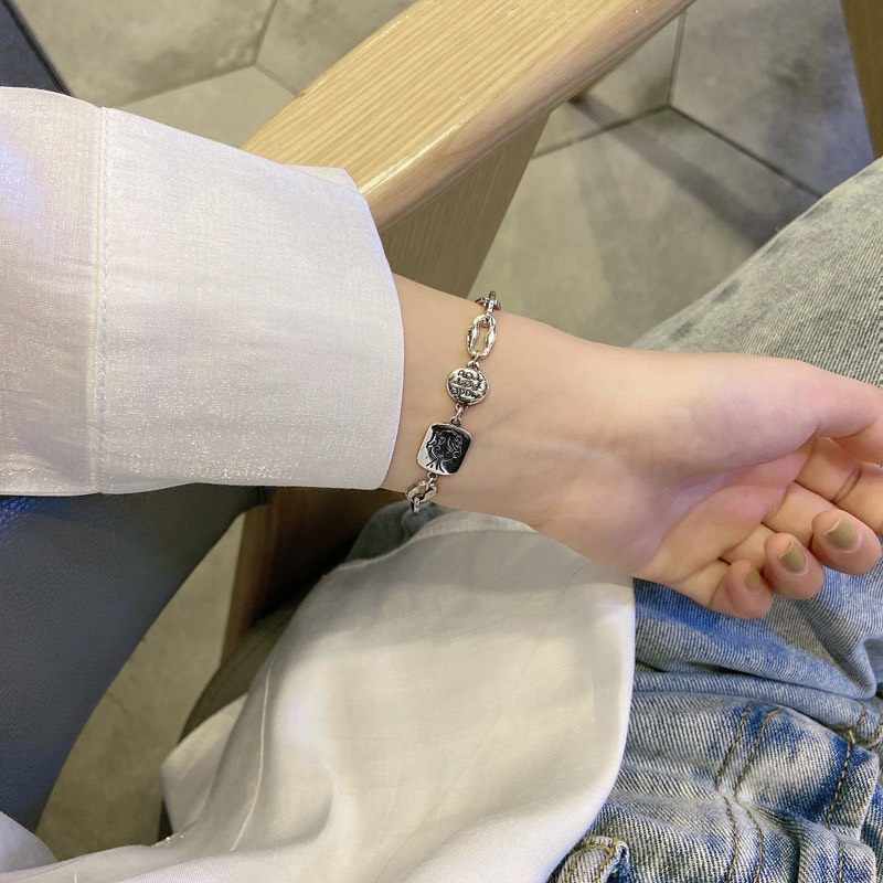 Vòng tay, lắc tay thép Titan không gỉ sợi xích mặt cute thời trang cá tính unisex CyberH VTĐ01 | BigBuy360 - bigbuy360.vn