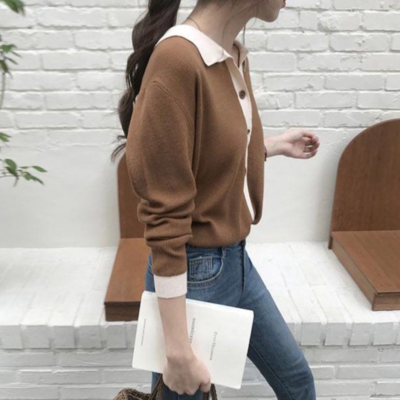 Áo khoác cardigan dệt kim tay dài thời trang thu đông phong cách hàn quốc cho nữ