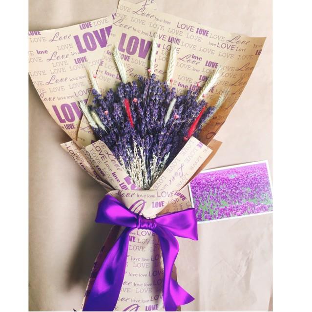 Bó Lavender Mix Lúa Mạch, Cúc Bất Tử, Đuôi Chồn, Cỏ Mưa