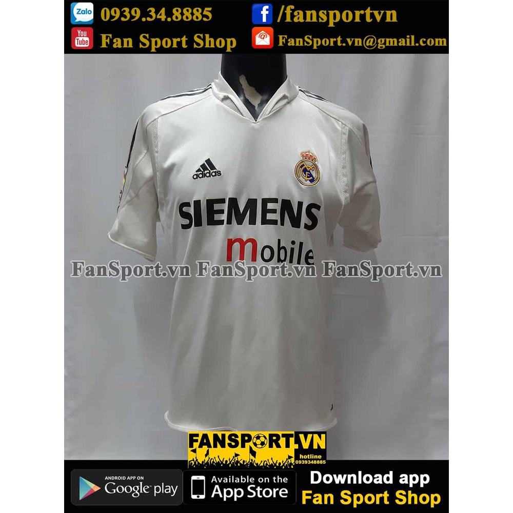 Áo đấu Real Madrid 2004-2005 home shirt jersey white cầu thủ bóng đá