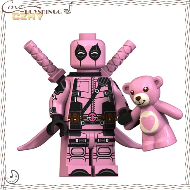 Mô Hình Đồ Chơi Lego Nhân Vật Deadpool / Batman Màu Hồng Có Nhạc