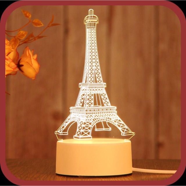 Quà tặng bạn đẹp - tháp eiffel kèm hộp quà sang trọng - Đèn ngủ 3D ánh sáng tốt cho mắt - Đèn trang trí để bàn