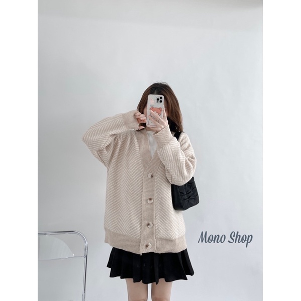 áo khoác cardigan len nữ dáng dài kẻ sọc hàn quốc (Ảnh thật/ sẵn) | BigBuy360 - bigbuy360.vn