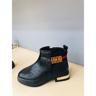 Boot cổ ngắn da trơn bé gái