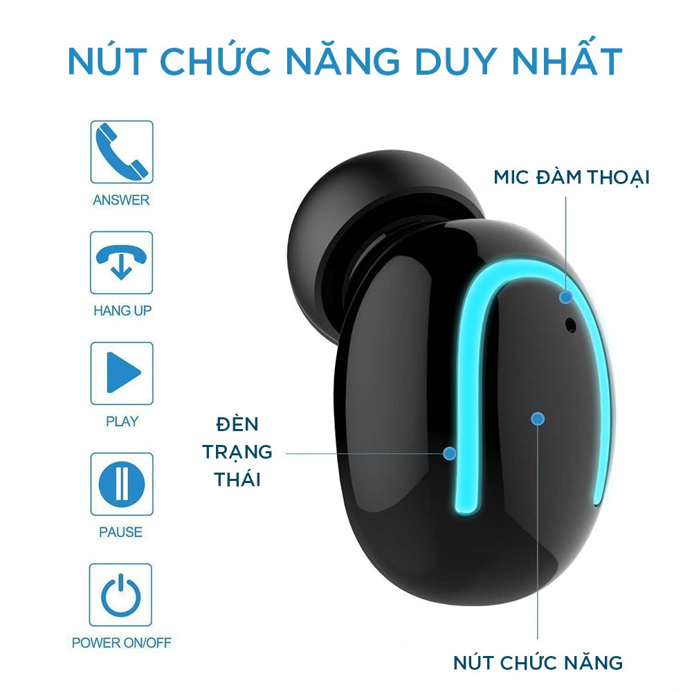 Tai Nghe Bluetooth Không Dây HBQ-TWS, Chống Nước IPX7, Tích Hợp Micro, Nhỏ gọn - Giá Tốt