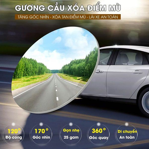 Gương cầu vô cực cho xe hơi xoay 360 độ 3R