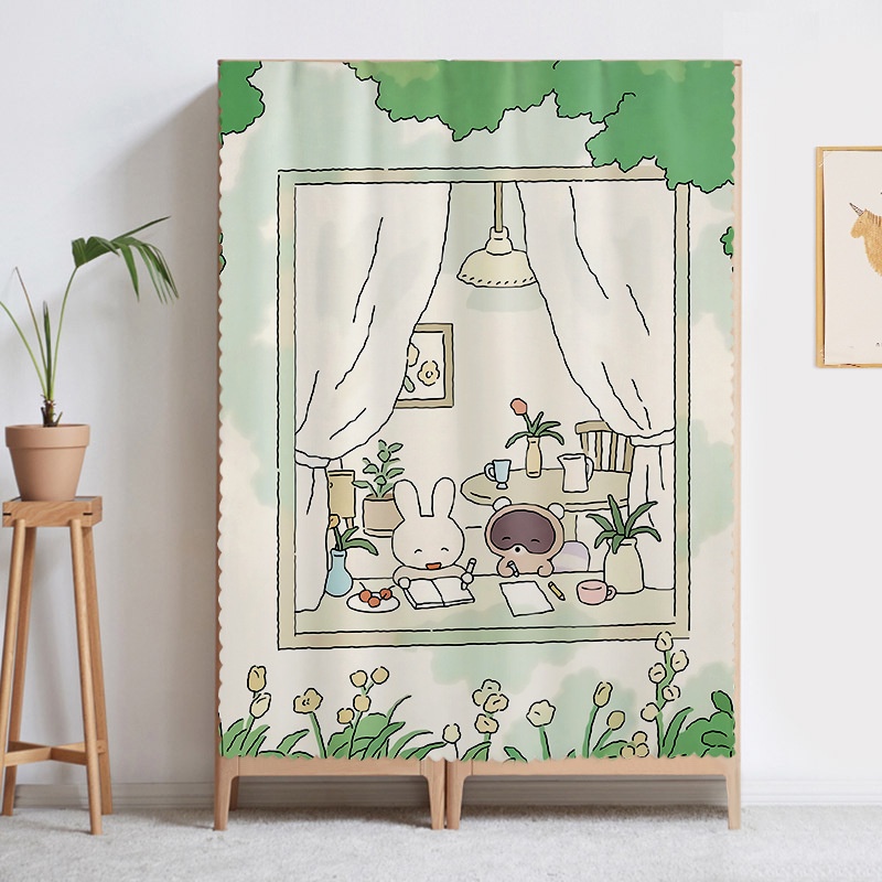 Rèm dán cửa không cần thanh treo, rèm cửa hoạt hình không khoan đục Levika chống nắng tốt