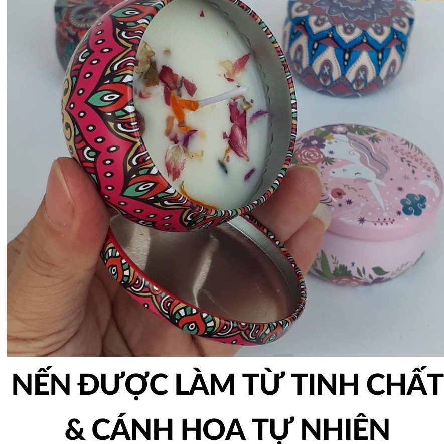 Nến thơm để phòng thư giãn cao cấp, Sáp thơm hoa khô thiên nhiên