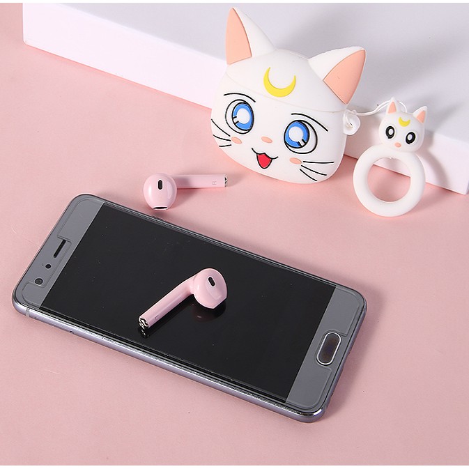 Tai Nghe Airpod 1 2 Case Chất Liệu Silicon Dẻo Hình Mèo Thuỷ Thủ Mặt Trăng Dễ Thương