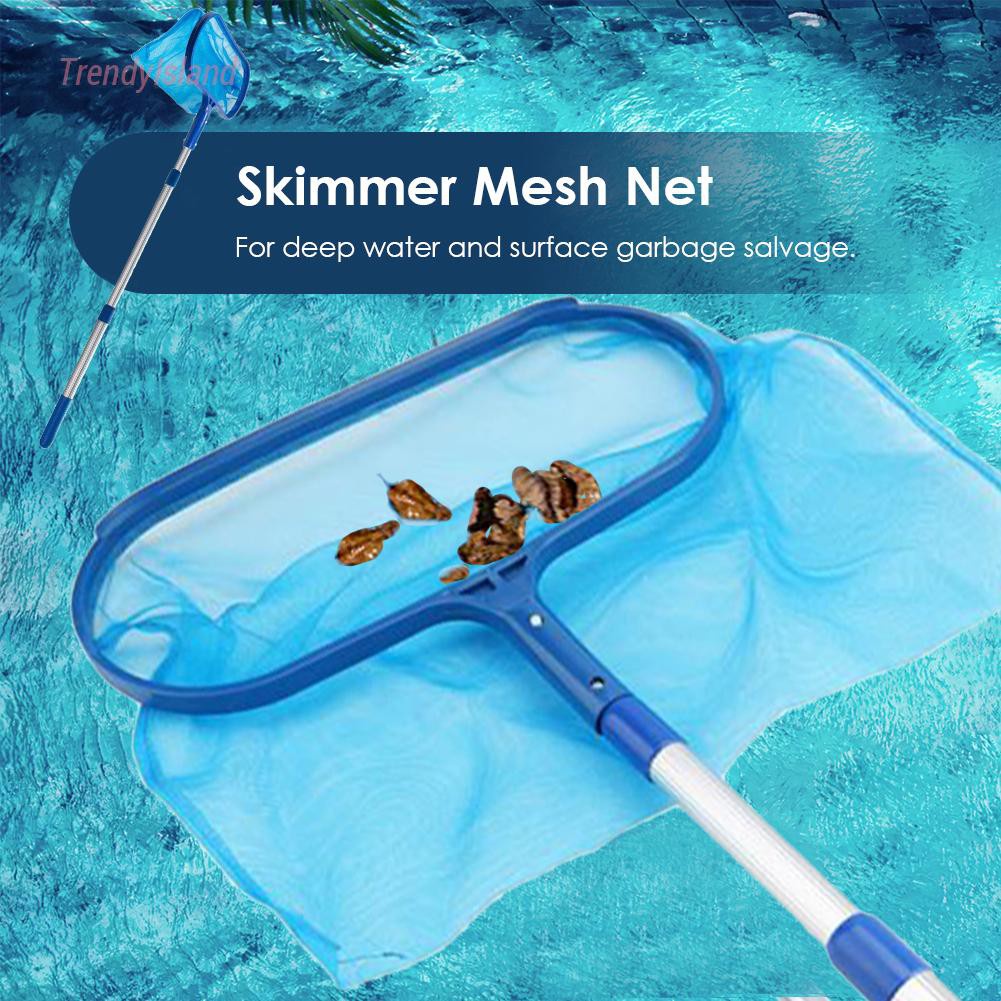 Swimming Pool Skimmer Net with Telescopic Pole Removal Leaf Rake Pool Ponds Cleaning Debris Tools