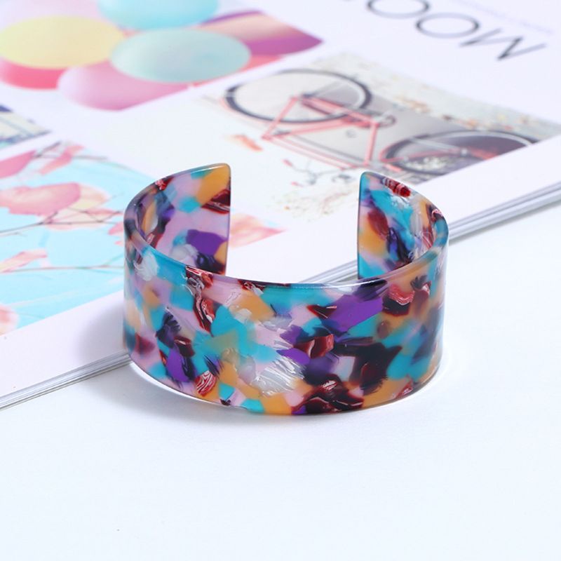 Vòng Đeo Tay Dạng Mở Bằng Resin Họa Tiết Da Báo Phong Cách Dân Tộc Charms