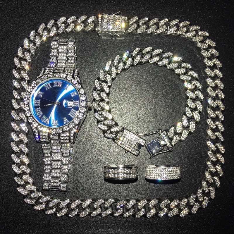 COMBO ĐỒNG HỒ DÂY CHUYỀN VÒNG TAY NAM NỮ ĐÍNH ĐÁ SIÊU CẤP DZG - CW