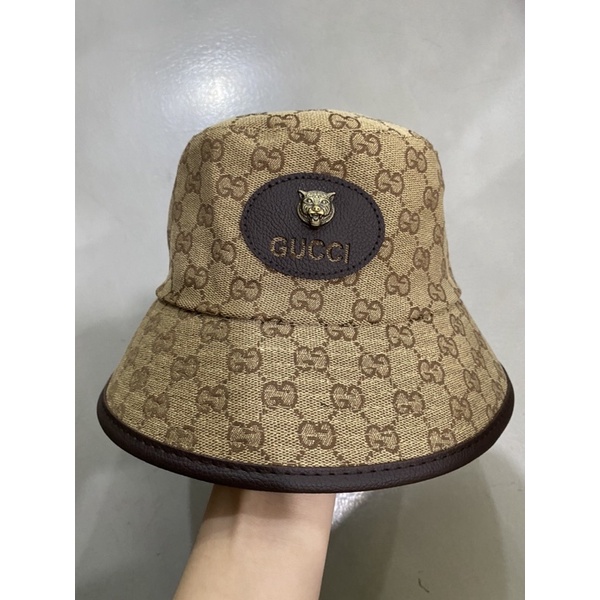 Nón bucket nam nữ, bo cụp gcc viền da logo đầu thú cao cấp