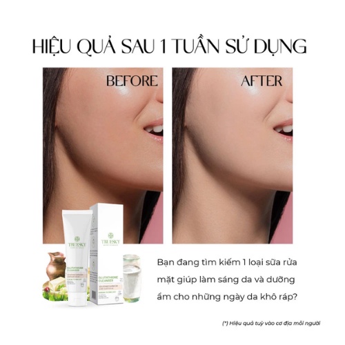 Sữa rửa mặt sáng da và dưỡng ẩm chiết xuất sữa dê Truesky Glutathione Cleanser 50g