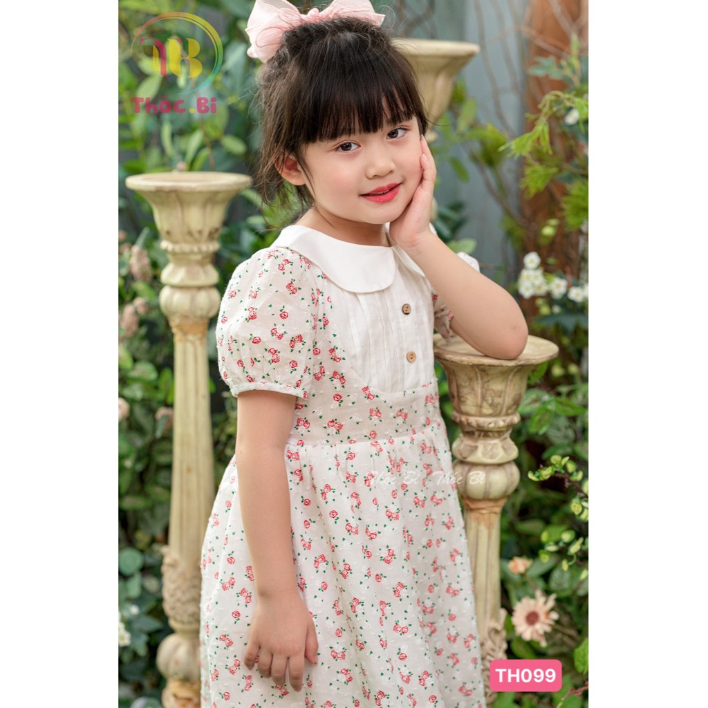 Váy Xòe Bé Gái Cổ Sen ngực xếp ly tinh tế, 3 màu đủ size 1Y-10Y (Hàng thiết kế)